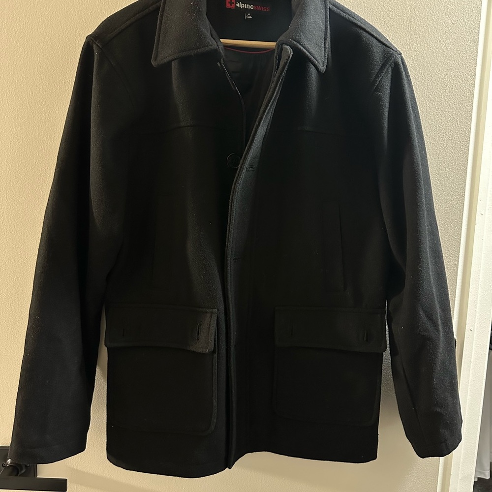 Alpine Swiss Men's Black Military Jacket